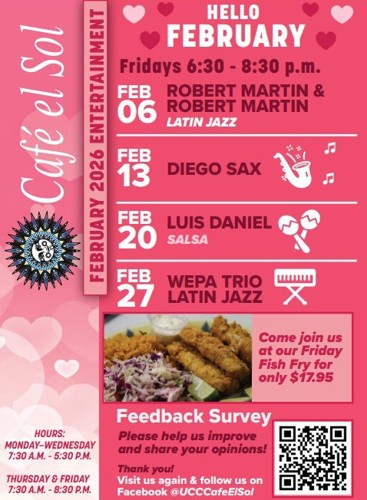 Cafe el sol February La Pena Schedule