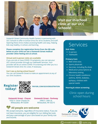 UCC Schools Clinic Flyer